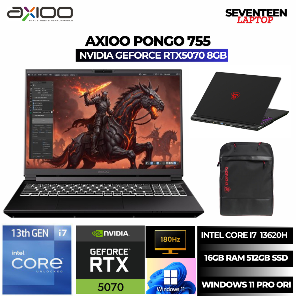AXIOO PONGO 775 RTX5070 INTEL CORE I7 13620H 16GB/512GB SSD 16.0 INCHES QHD 80HZ WIN11 PRO