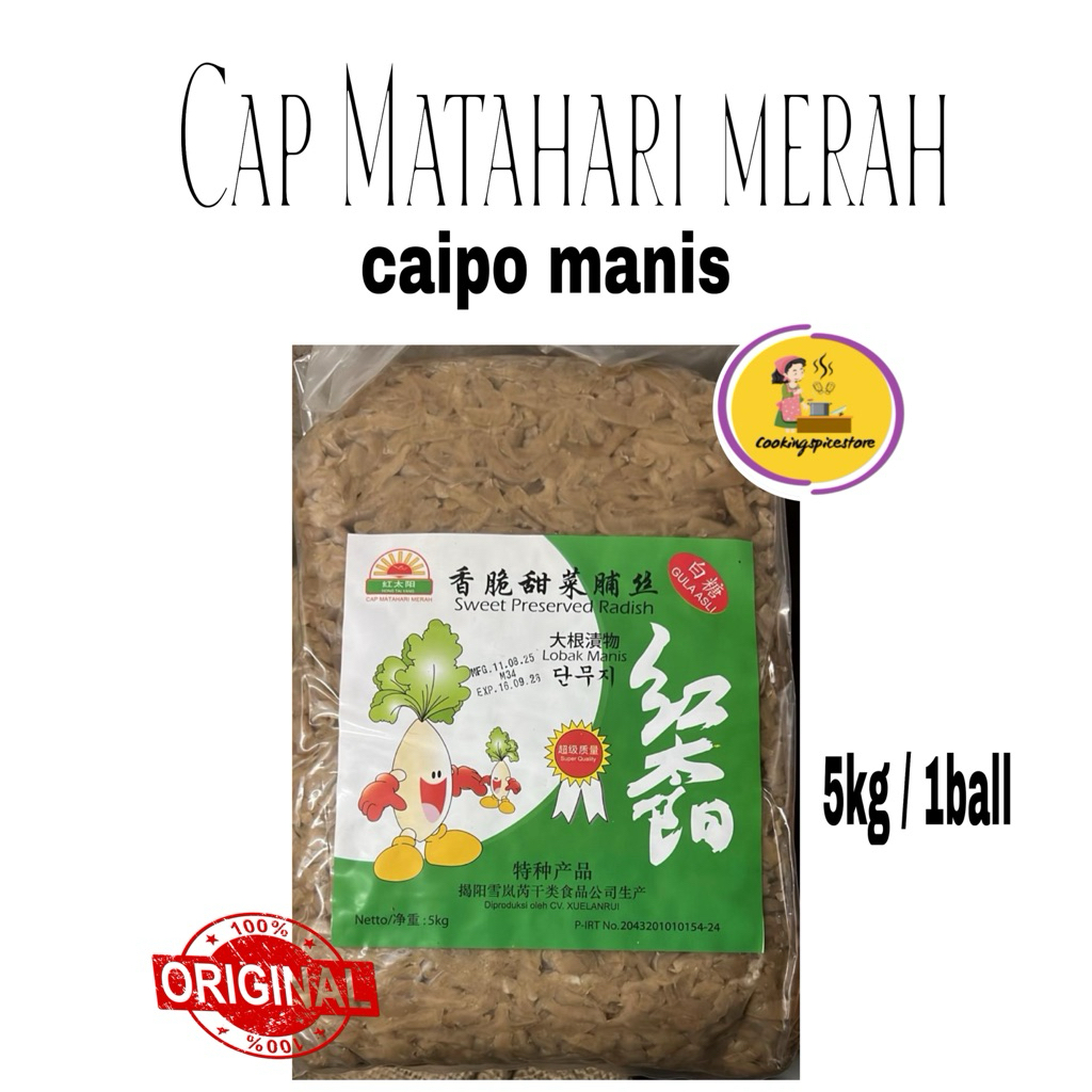 Caipo Manis Cap Matahari Merah 5kg | Sweet Preserved Radish Original Lobak Manis Kering Untuk Masaka