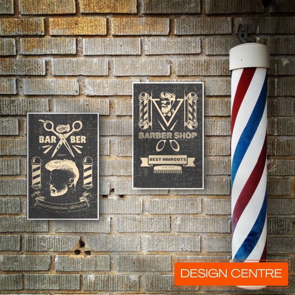 SET4 Hiasan dinding walldecor poster MDF Vintage Poster Barbershop