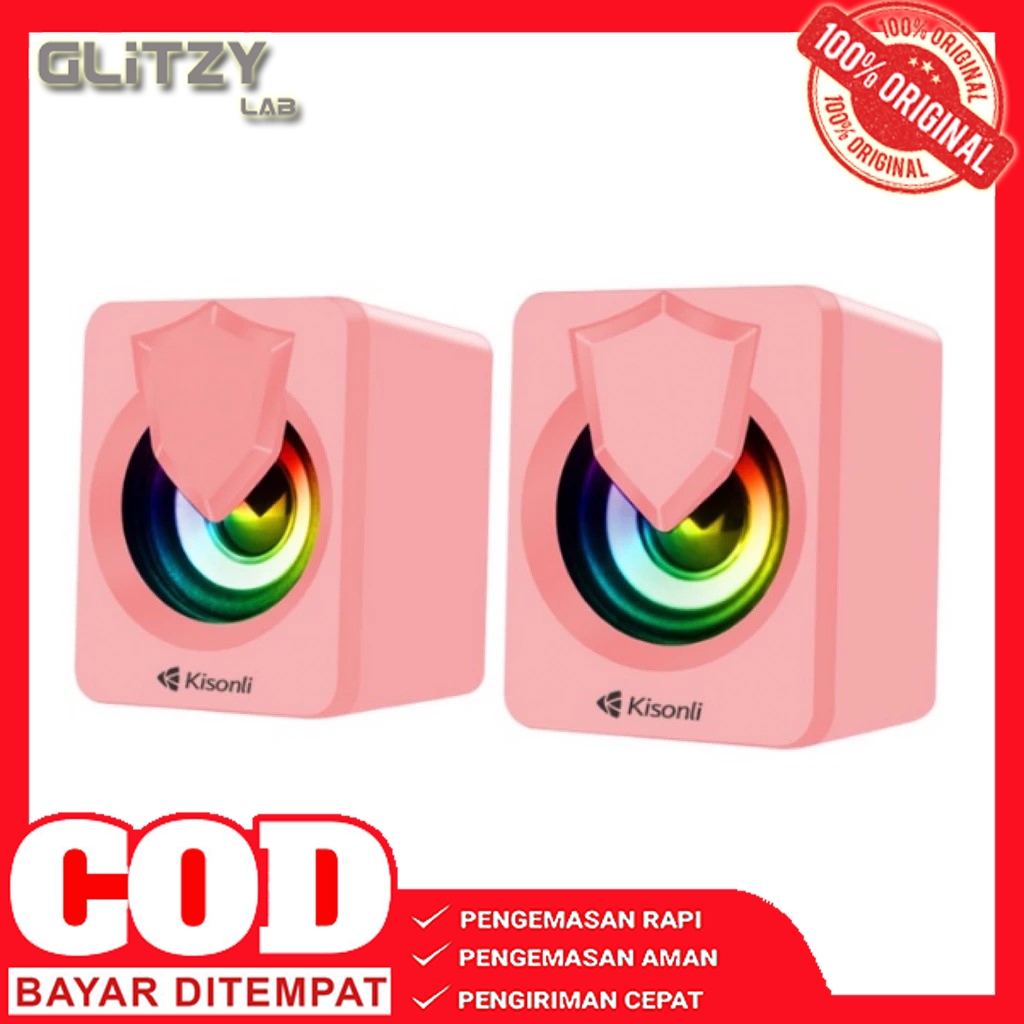- Gaming Speaker Komputer/Laptop L1030-PINK LED RGB Light With Switch Volume Control Glitzy