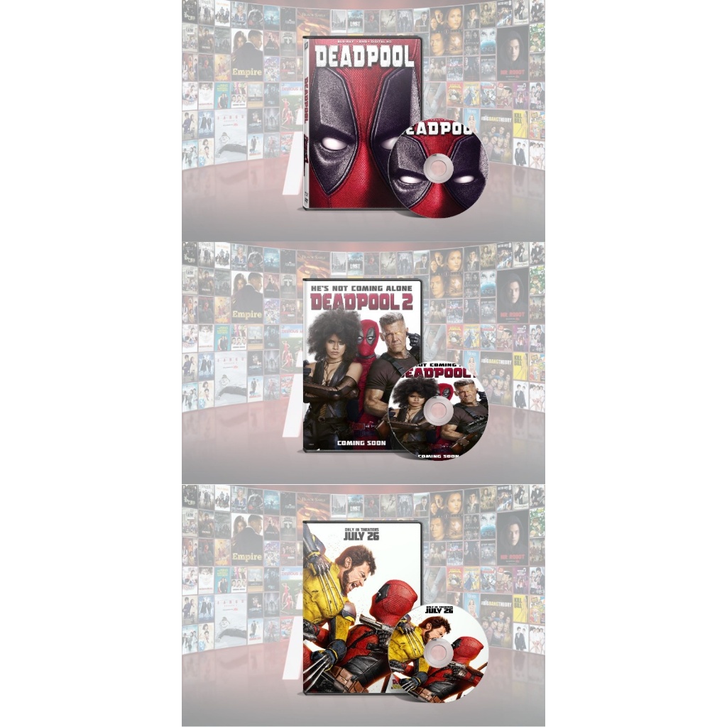 DVD Deadpool (2016) + DVD Deadpool 2 (2018) + DVD Deadpool & Wolverine (2024)
