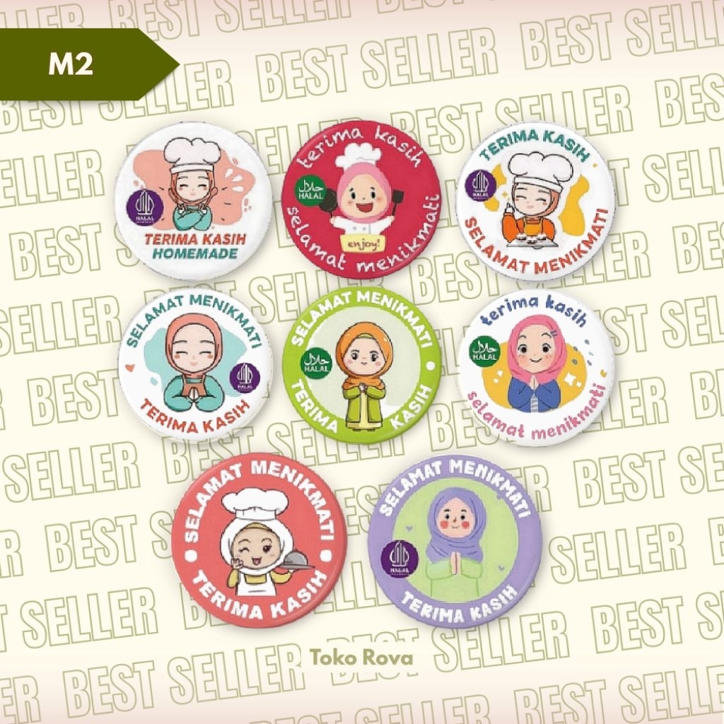 (100pcs) Stiker Bulat Selamat Menikmati | Stiker Terimakasih | Stiker Kue | Stiker Lucu | Stiker Mur