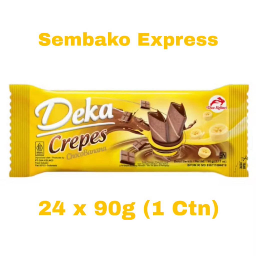 Deka Crepes Choco Banana 24 x 90g (1 Karton) | Crepes Renyah Isi Krim Cokelat Pisang – Camilan Premi