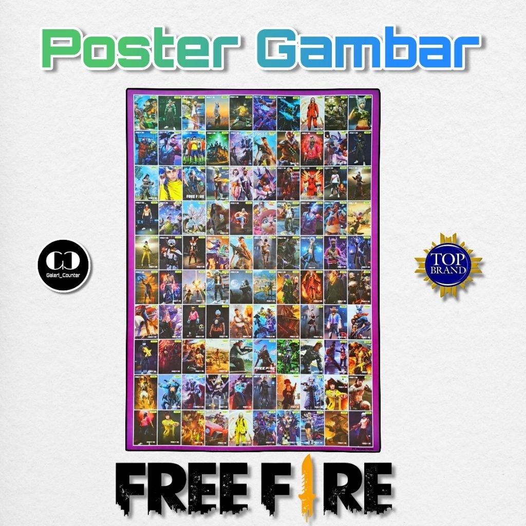 Poster Gambar Adu Gepok Free fire / Kartu Gepok / Poster Adu / Umbul (isi 100)