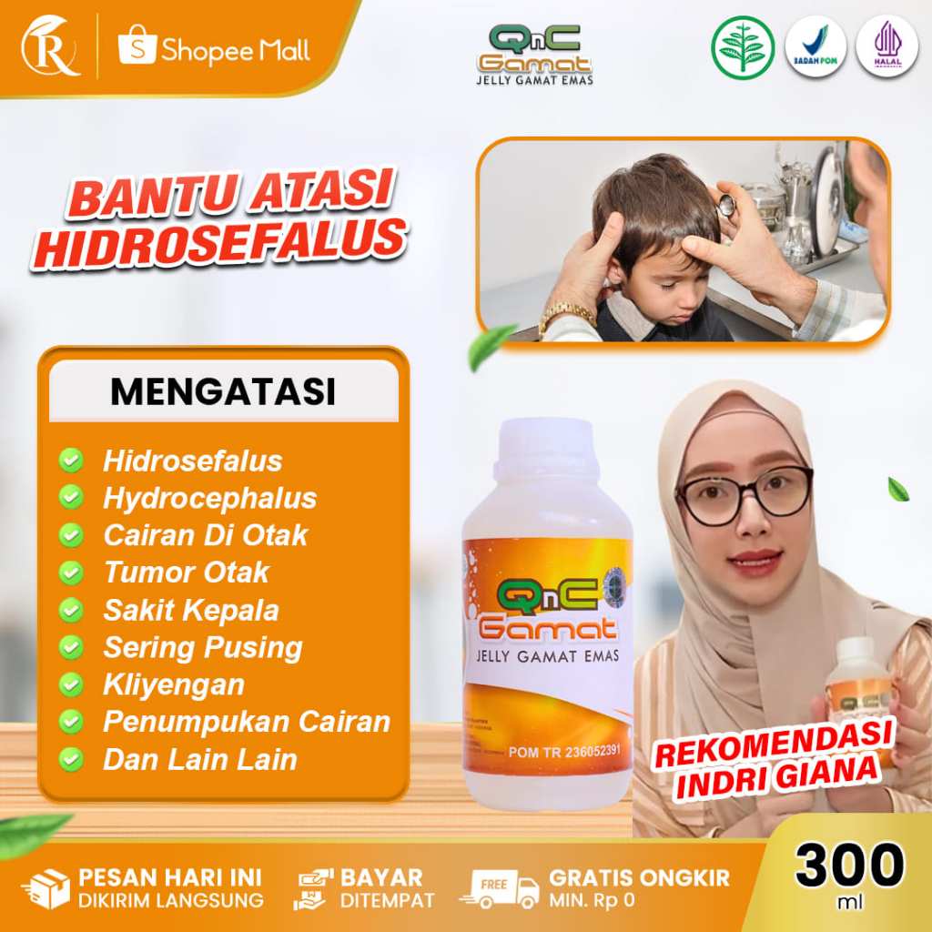 QNC JELLY GAMAT Obat Hidrosefalus / Hydrocephalus, Penumpukan Cairan Di Dalam Otak, Tumor Otak