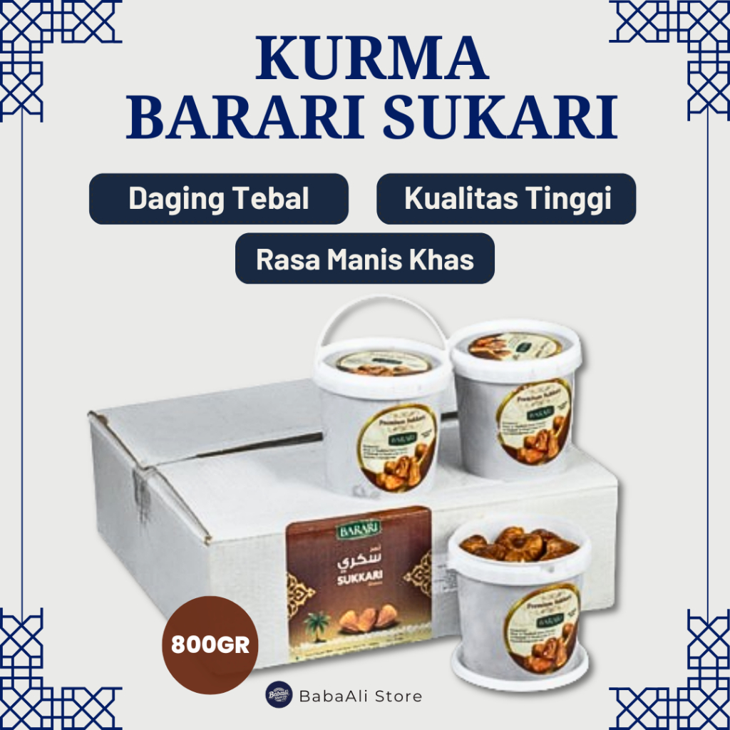 BabaAli - BARARI Sukari Kurma Arab 800GR - Premium Dates High Quality Tekstur Lembut