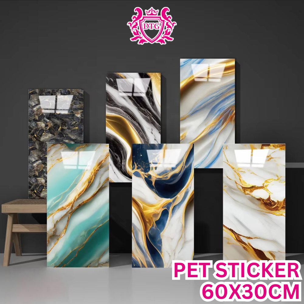 10 LEMBAR Wallpaper Vinyl Kamar Mandi Anti Air Motif Marmer 30x60cm Lantai Vinyl Marbel Granit