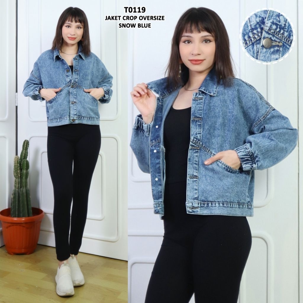 MakoMako - Jaket Vintage All Size Jeans Wanita Lengan Karet Jaket Oversize Jeans Cewek