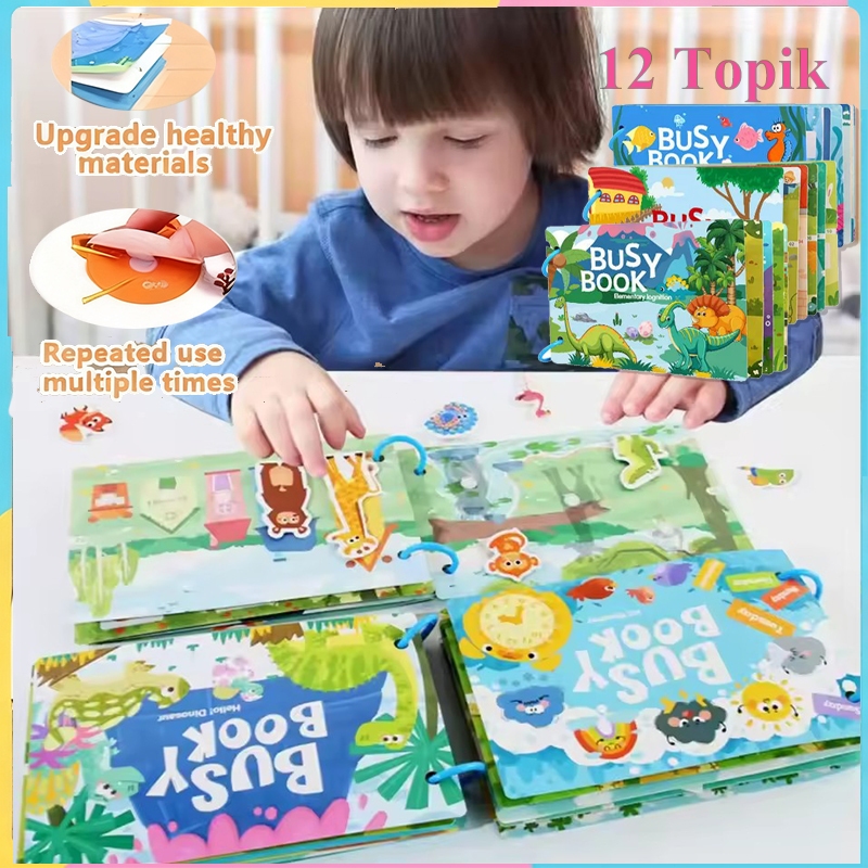 12 Topic Colorful Busy Book Quiet Book Velcro Aktivitas Anak TK Anak Sovenir Soft Book