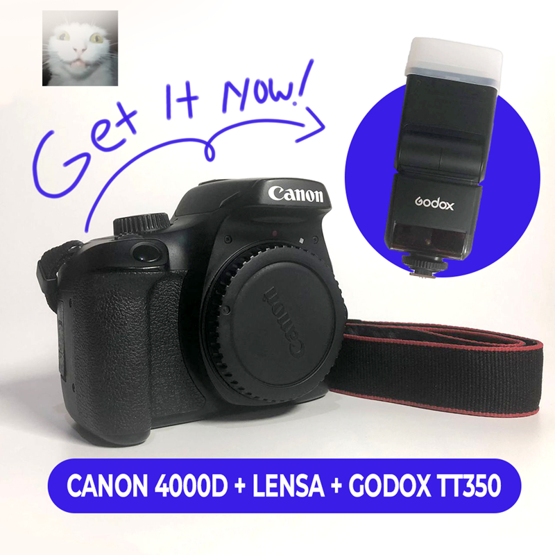 Canon 4000D + Lensa  EFS 18-55mm + Godox TT350 (ALL SECOND) Camera