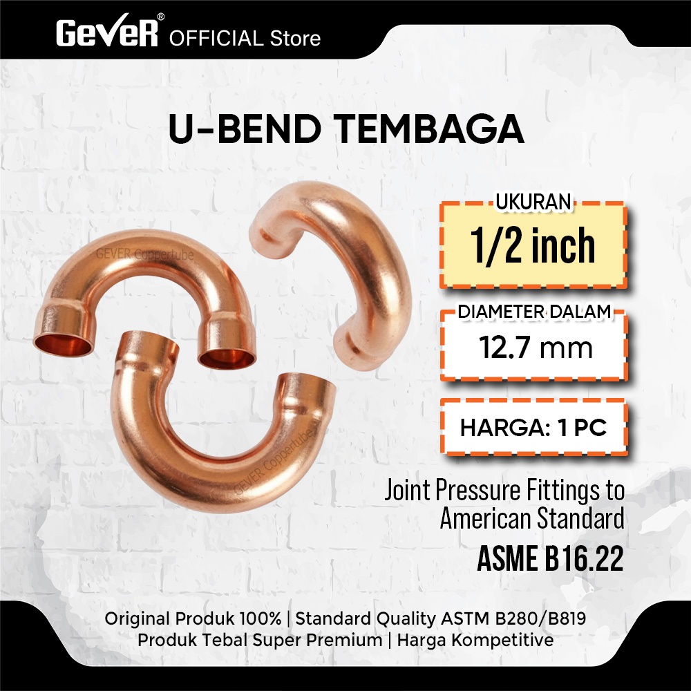 UBEND TEMBAGA 1/2 Inch DENJI / Copper Ubend Sambungan Pipa