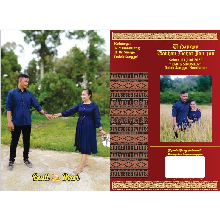 Undangan Pernikahan Adat Batak Gokhon Cantik Elegan Bahan BC murah berkualitas
