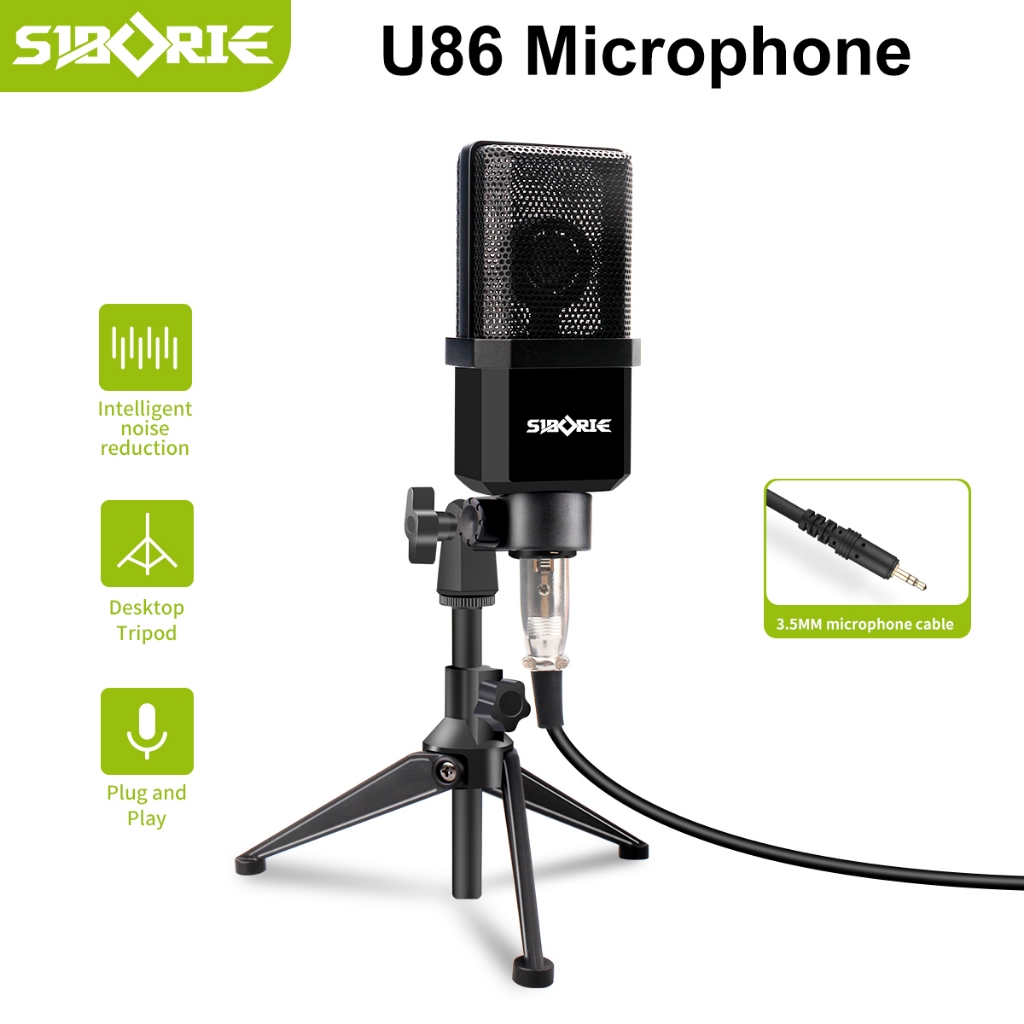 Siborie U86 Mic Standar baru untuk audio profesional tripod original untu Podcast PC Gaming Live