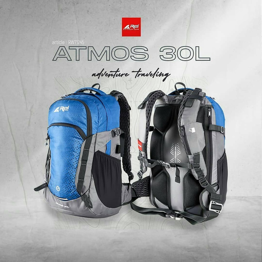 Tas Ransel Arei Atmos 30L + USB + Rain Cover Arei Outdoorgear Slot Laptop Lebih Banyak Compartmen