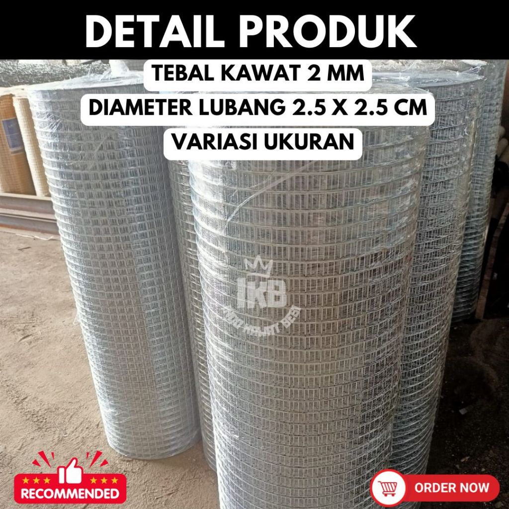 Kawat Ram Wiremesh Galvanis Anti Karat Tebal 2 mm Lubangan 2.5 x 2.5 cm