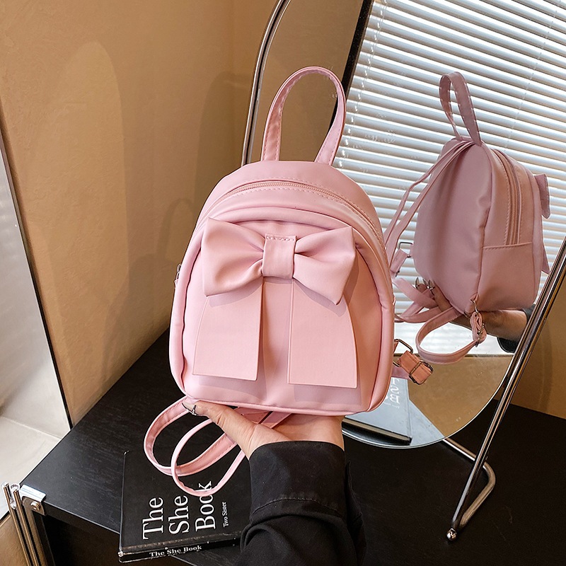 Tas ransel bergaya Instagram ala Korea wanita/Tas sekolah mini/Tas ransel kecil dengan simpul pita/T
