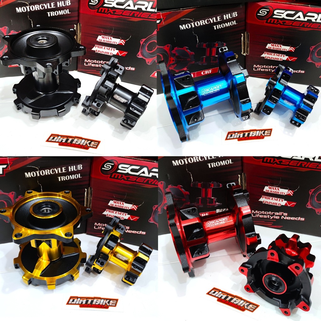 TROMOL SET SCARLET CRF 150 2 Tone DOUBLE BEARING MX SERIES Tromol Depan Belakang Honda CRF 150L