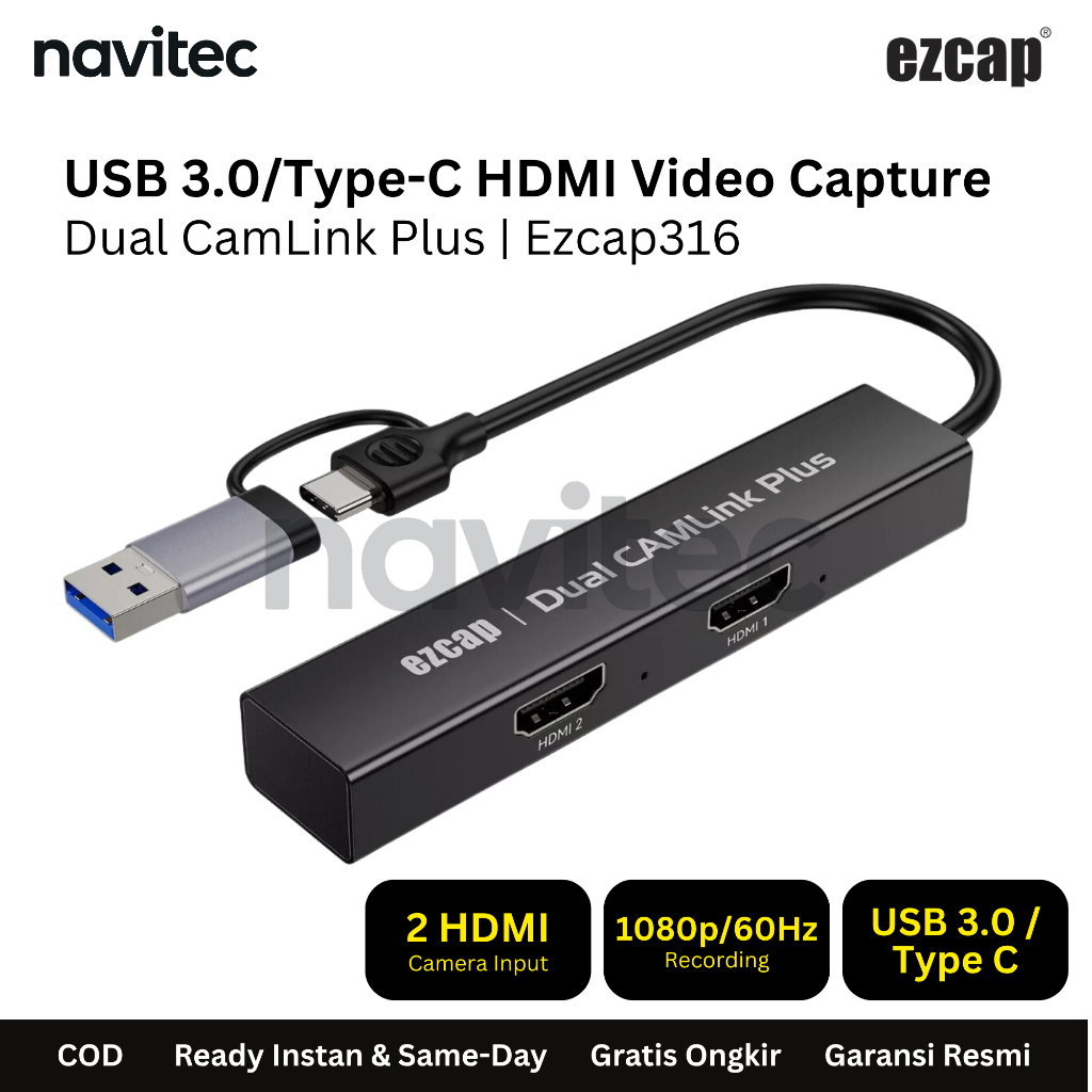 Ezcap316 USB 3.0 / Type C HDMI Capture 2 Port Dual CAM Link Plus Ezcap 316
