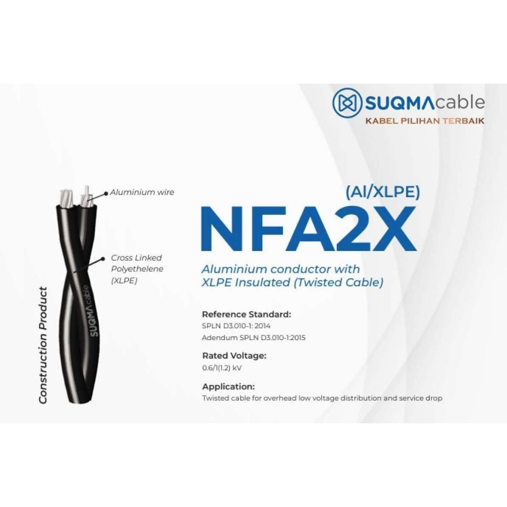 Full Kabel Jaringan SR TIC Twisted Suqma Ukuran 2x10mm LMK SNI SPLN Kualitas Bagus