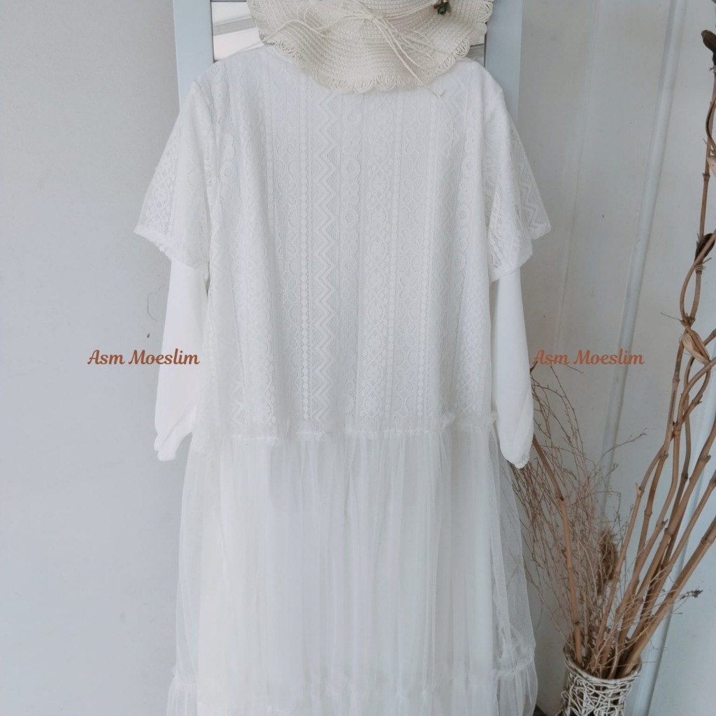 Asm Moeslim Baju Gamis Anak Model Tutu Brokat Hitam Dan Putih Free Hijab Untuk Anak Usia 4-11 Tahun