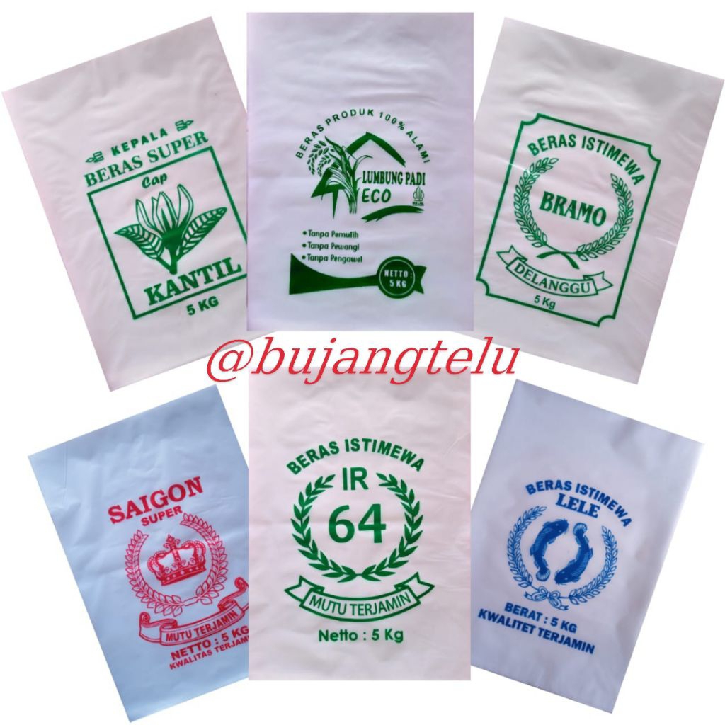 Plastik kemasan beras 5 kg sablon isi 50 pcs