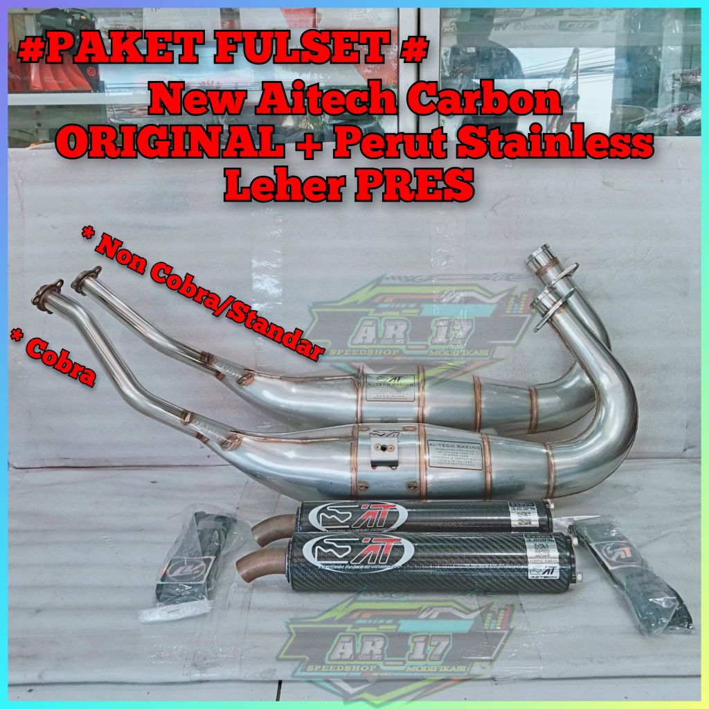 Knalpot Aitech Ai Tech CARBON Kavlar ORIGINAL GEN 4 Fulset Stainles new Model Leher Press Cobra & St