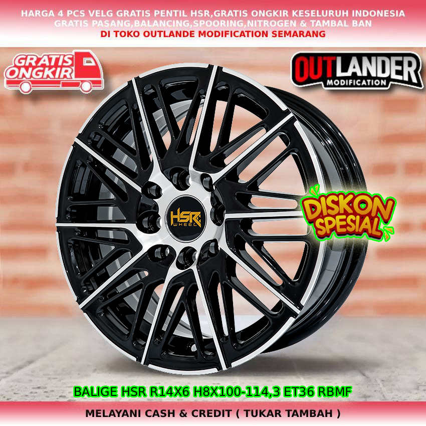 Velg racing ring14 untuk mobil Kijang LGX| Veloz| Avanza| Triber dll velg hsr balige R14