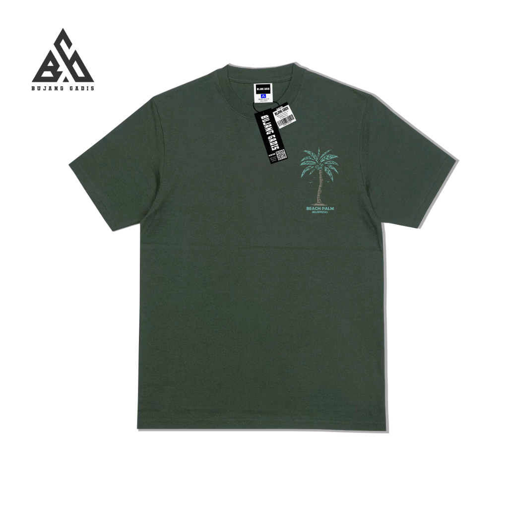 BG Bujang Gadis Kaos Distro Pria Wanita Army Beach Palm Bahan Katun Combet 30s