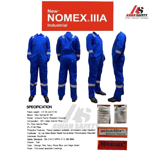 Wearpack Coverall Nomex IIIA Biru Anti Api Bersertifikat / Wearpack NOMEX IIIA Flame Retardant Cover