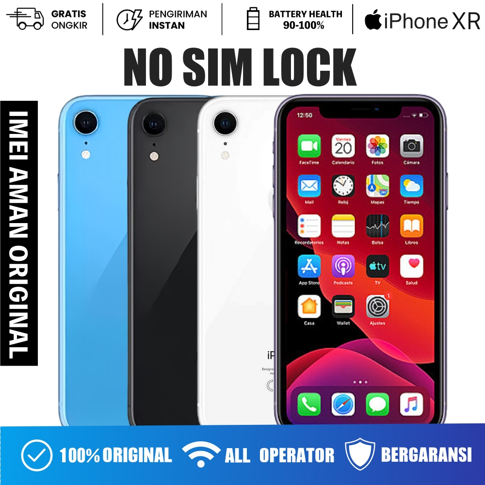 IPHONE XR 64GB 128GB SECOND BEKAS KONDISI MULUS FULLSET NO SIMLOCK BEBAS RESET BERGARANSI IP XR