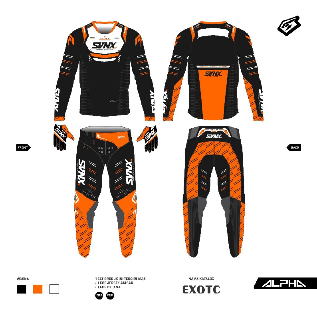 GEARSET SVNX PREMIUM JERSEY SET MOTOCROSS JERSEY TRAIL ADVENTURE SVNX ORIGINAL TYPE ALPHA EXOTC SERI