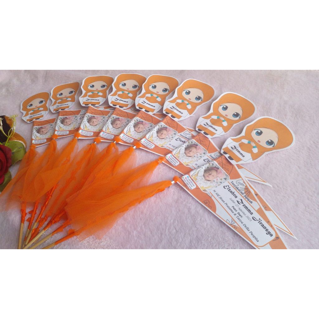 Bendera tasyakuran aqiqah (sudah ada jaring untuk wadah telur)