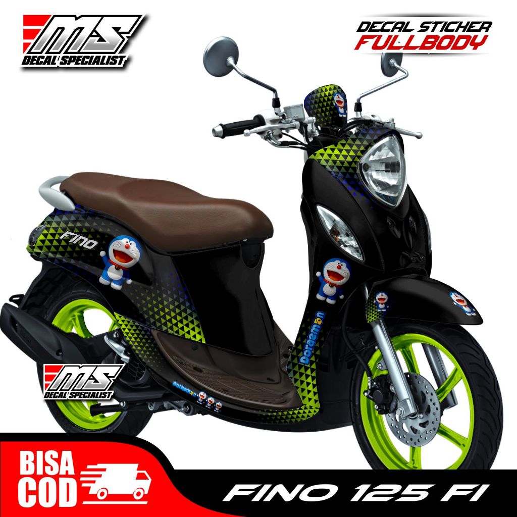 ****TERBARU BISA COD Decal sticker variasi Full Body Yamaha FINO 125 Fi dasaran hitam doraemon