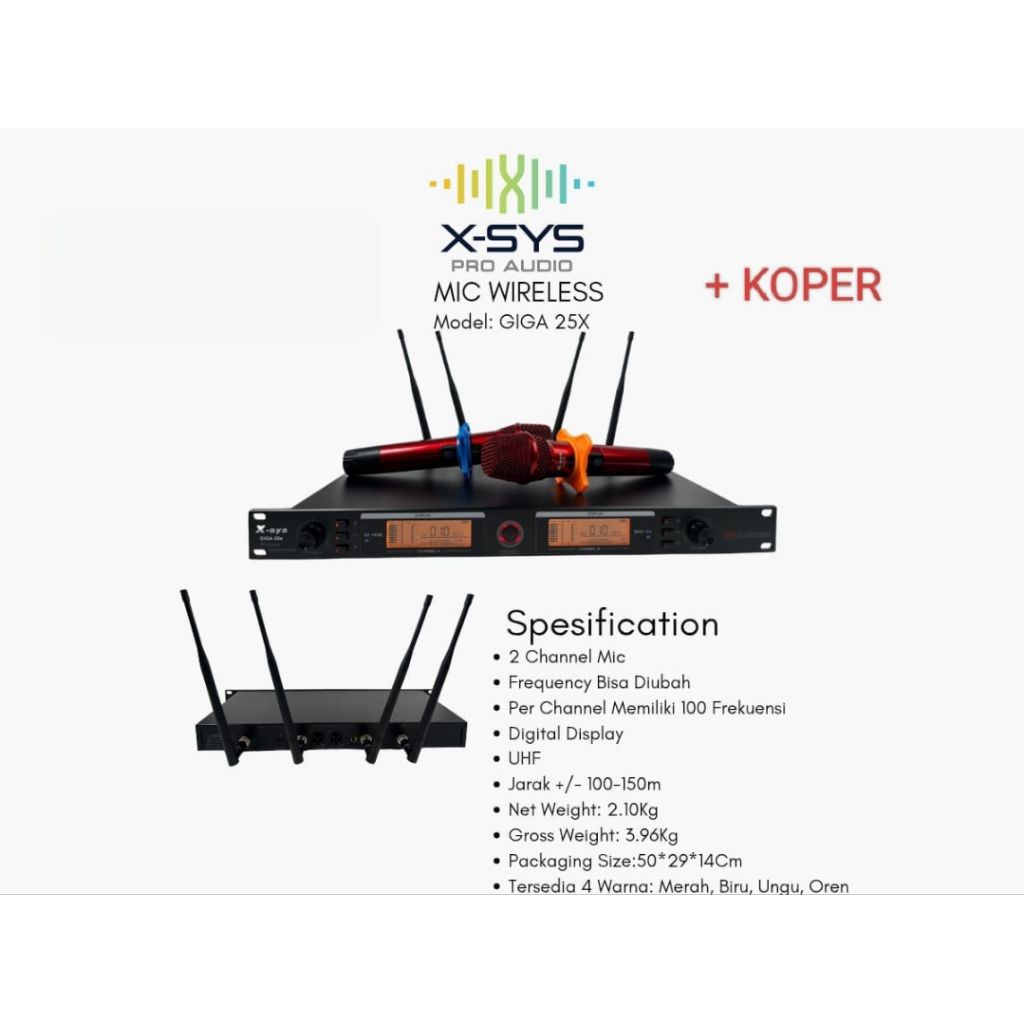 Mic Wireless X-SYS GIGA25X Ungu + Koper