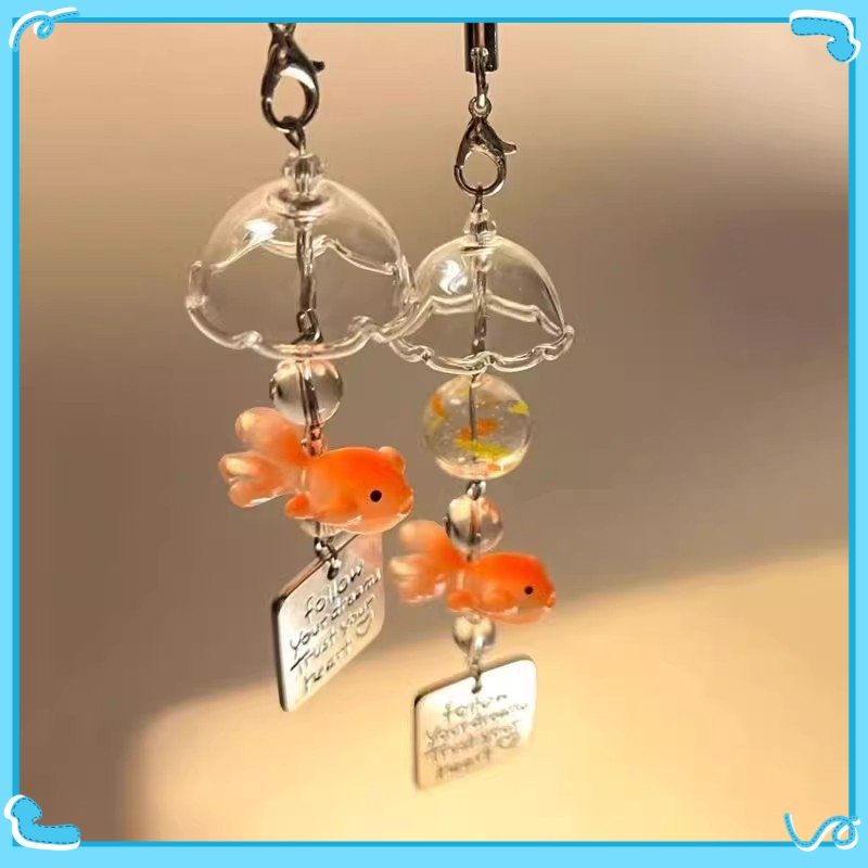 Bagus boy Keychain Gantungan Telepon Ikan Mas Lucky Fish Phone Strap Keychain Luck Ikan Mas Phone St