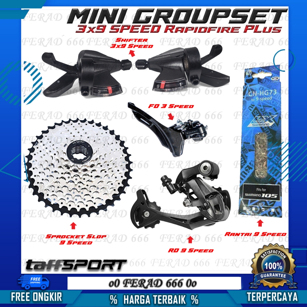 Mini Groupset 3x7/8/9 Speed Rapidfireplus untuk sepeda MTB Touring Gravel Minivelo