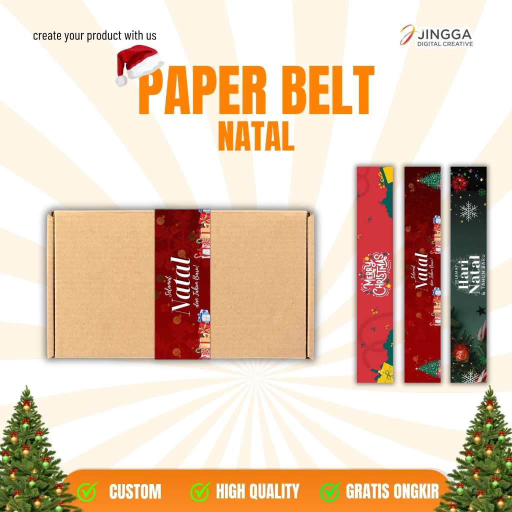 [READY STOCK 30PCS ] Stiker Belt | Stiker Gift hampers Natal | Stiker Belt Natal | Paper Belt Kemasa