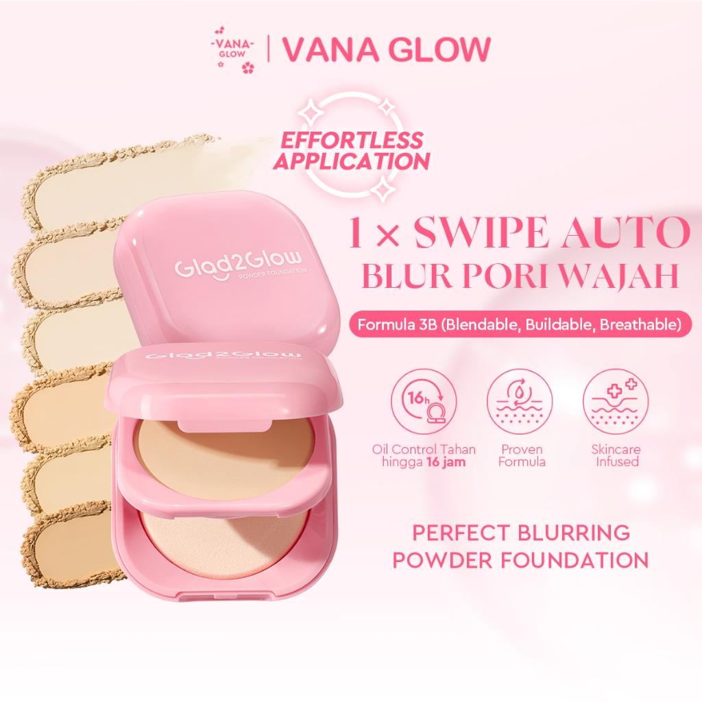 [12.12 Belanja 100rb, Disc. 20%]Glad2Glow Perfect Blurring Powder Foundation Primer Skin Tint Founda