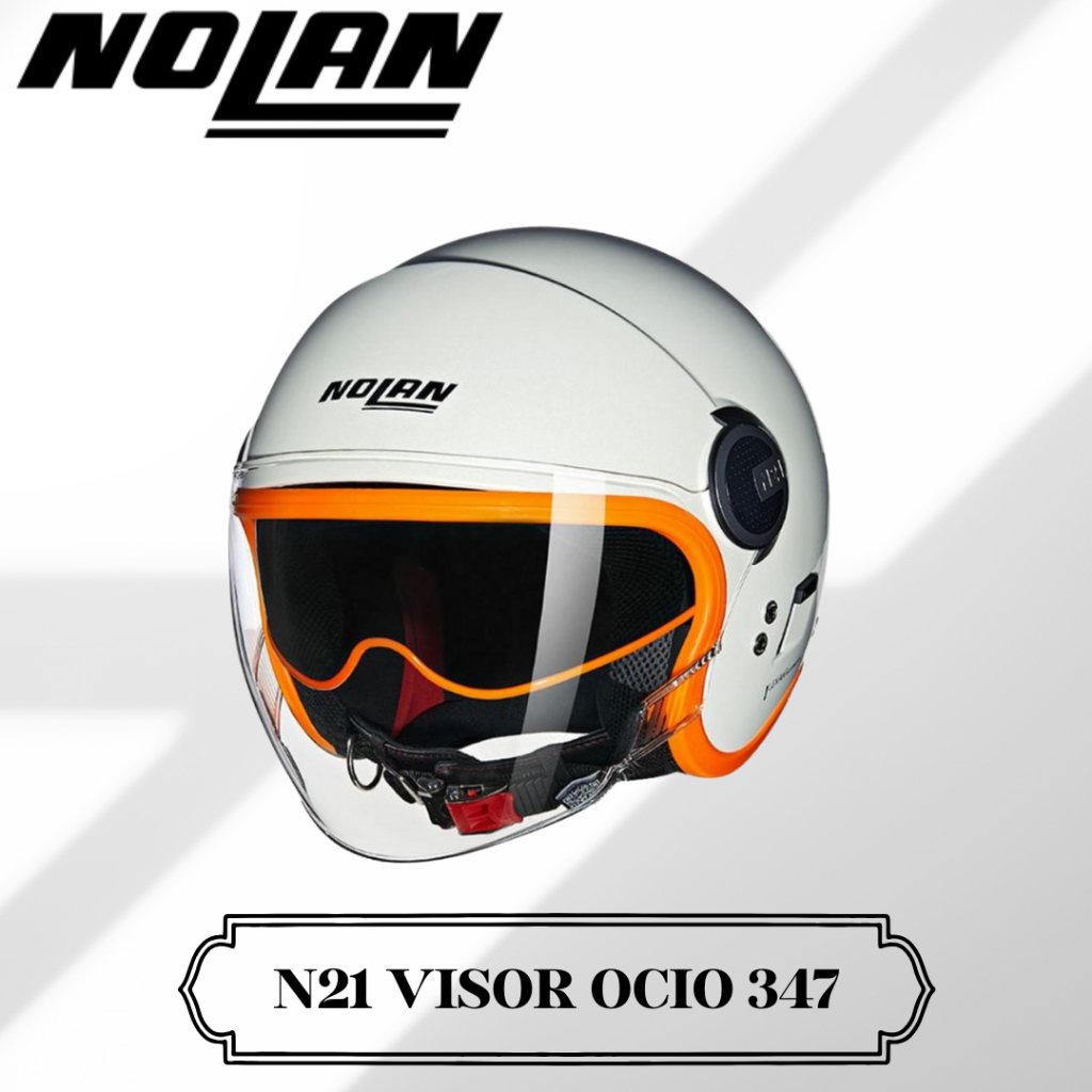 Nolan N21 Visor Ocio 347 White Orange Helm Half Face Mini Jet Retro Double Visor SNI ECE Original