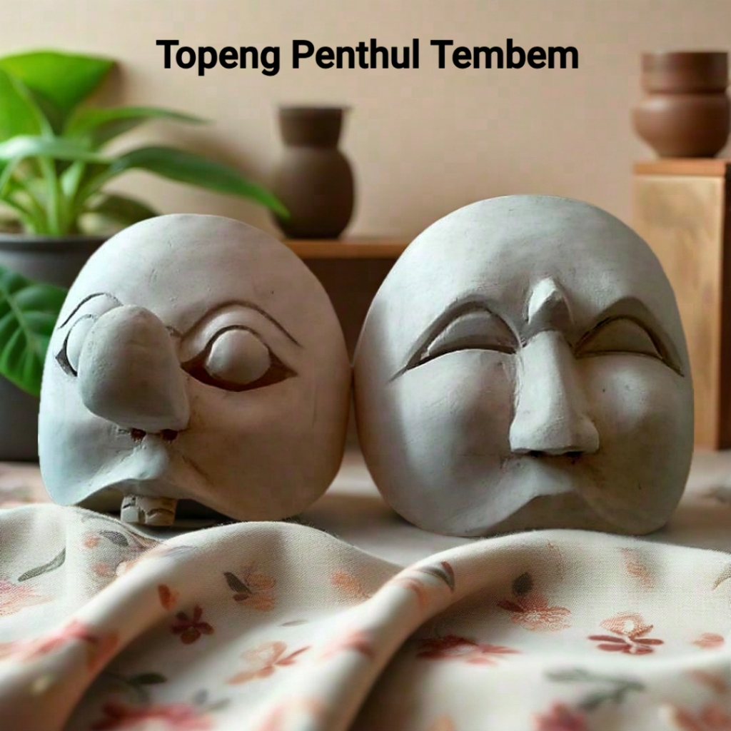 topeng kayu badut Jawa penthul tembem putihan