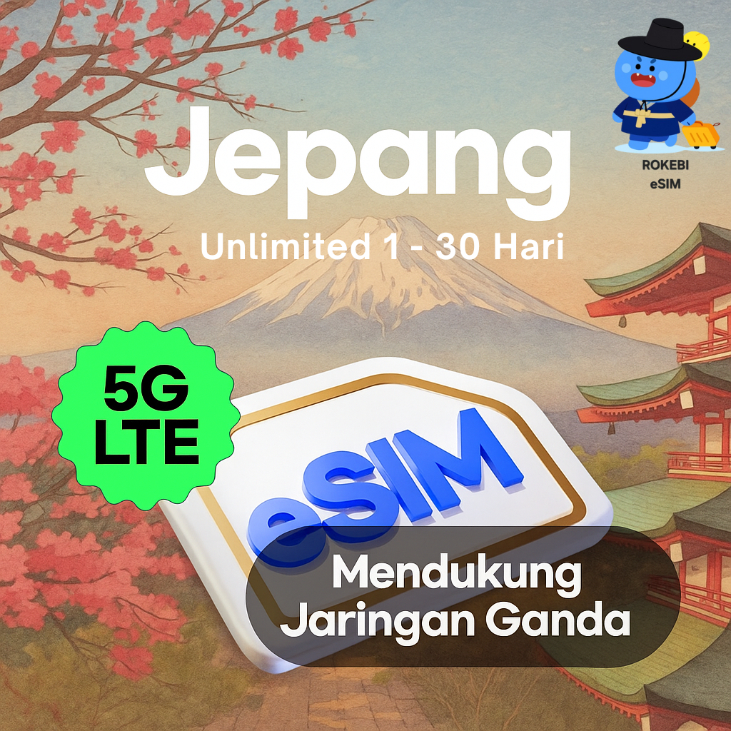 ROKEBI eSIM Jepang Unlimited Data 3GB-5GB/6-30D