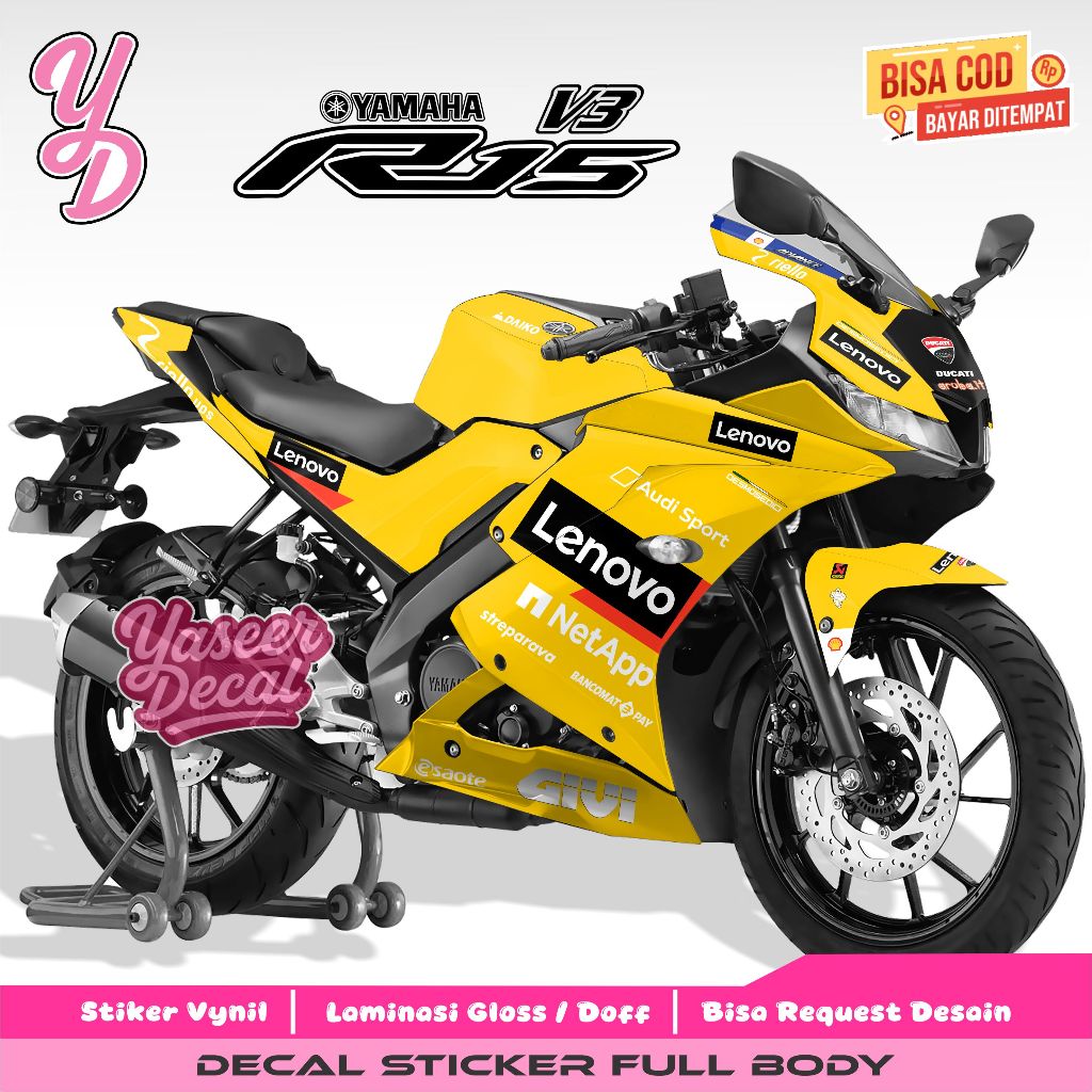 DECAL STICKER TERBARU R15 V3 FULL BODY DESAIN DUCATI
