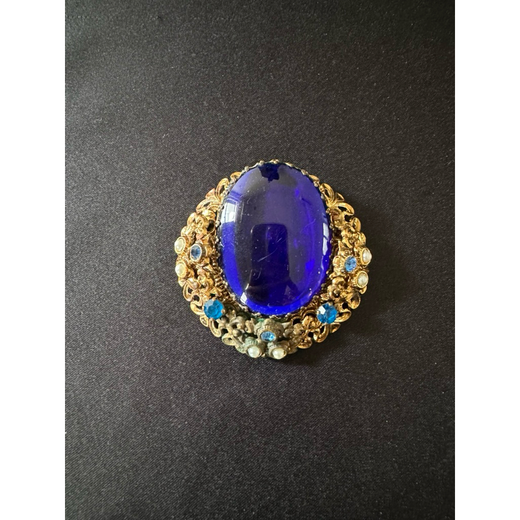West Germany Faceted Blue Brooch