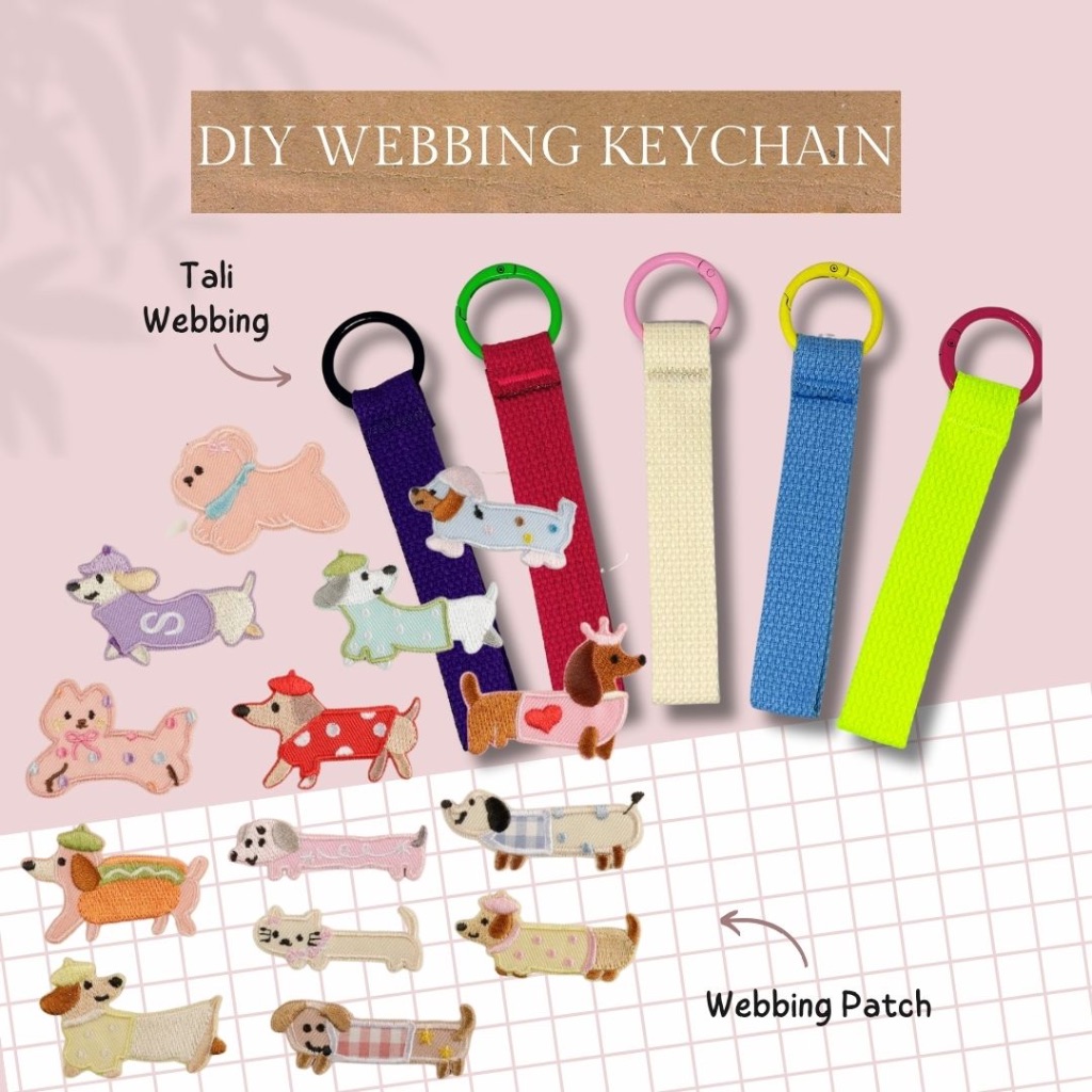Tali Webbing DIY Webbing Keychain Tempel Patch Bordir Motif Lucu