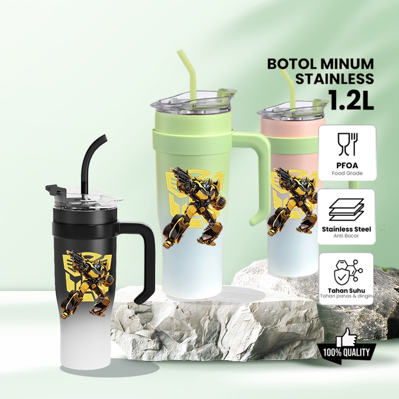 Transformers Bumblebee 1.2L Anti Tumpah Termos Coffee Tumblr Travel Bottle Stainless 40oz Tumbler Ko