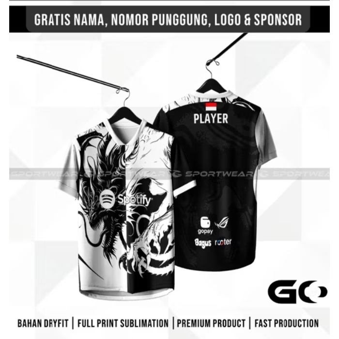 Jersey Baju Gaming Dragon Custom Esport Gratis Nama Dan Logo