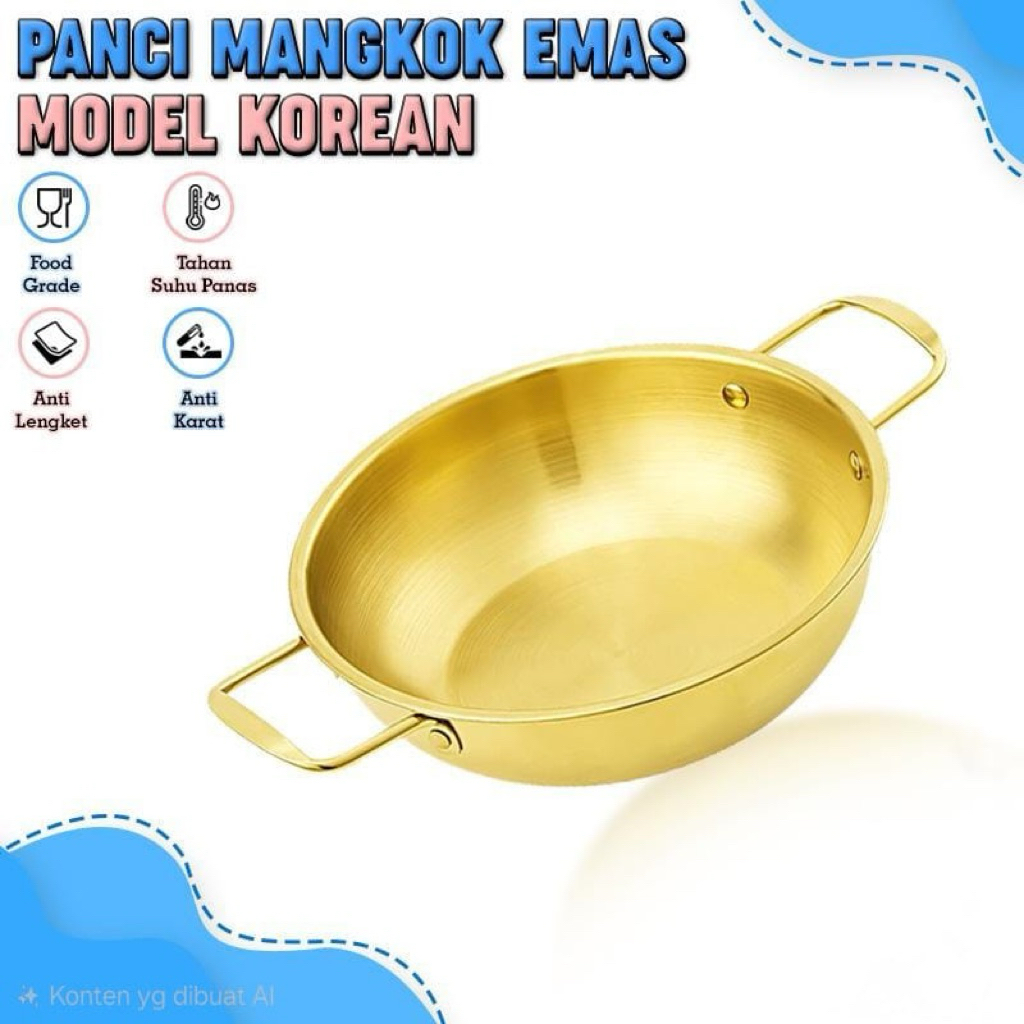 Panci korea pot stainless gold / mangkok emas / masak ramen indomie