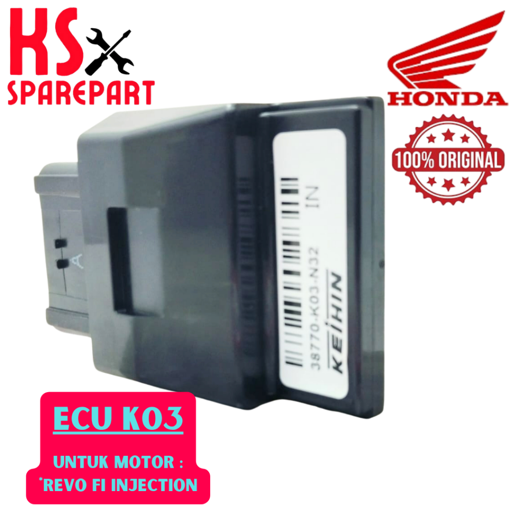 ECU Kode-K03 Ori Honda Ahm Revo Fi Injection PGM Fi 2014 38770-K03-N32 38770K03N32 ORIGINAL HONDA .