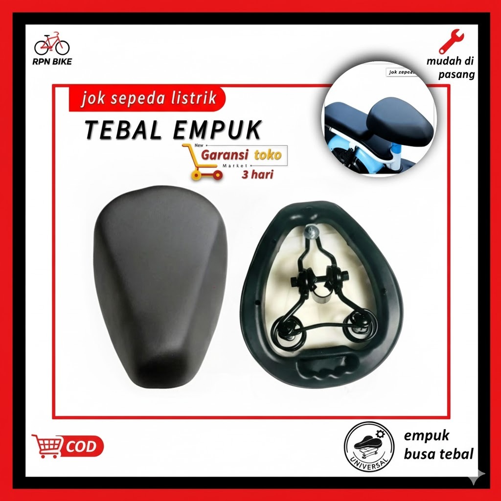 (Murah) SELIS jok sepeda listrik empuk cocok untuk semua sepeda listrik