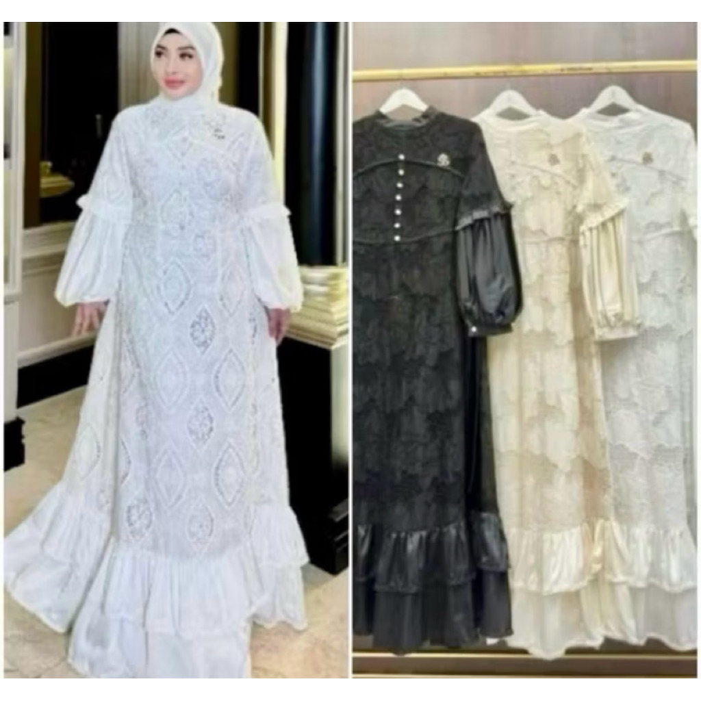 SHELLASAUKIA GAMIS BROKAT KONDANGAN DRESS TERBARU ABAYA SET DRESS HIJAB GAMIS SET HIJAB ABAYA GRADIA